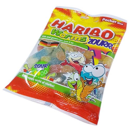 하리보 웜즈 사우어 구미 젤리 200g (유통기한:2021/06/19)