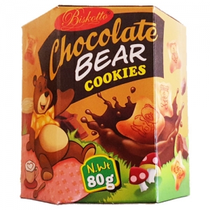 비스코토 초콜릿 베어쿠키 80g/수입과자/영양간식/Biskotto Chocolate Bear/초코베어쿠키